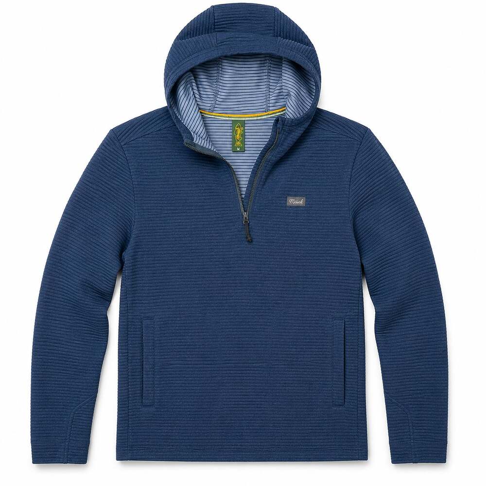 Marsh Wear Hooded Quarter Zip Pullover Medium Navy Blue Textured
